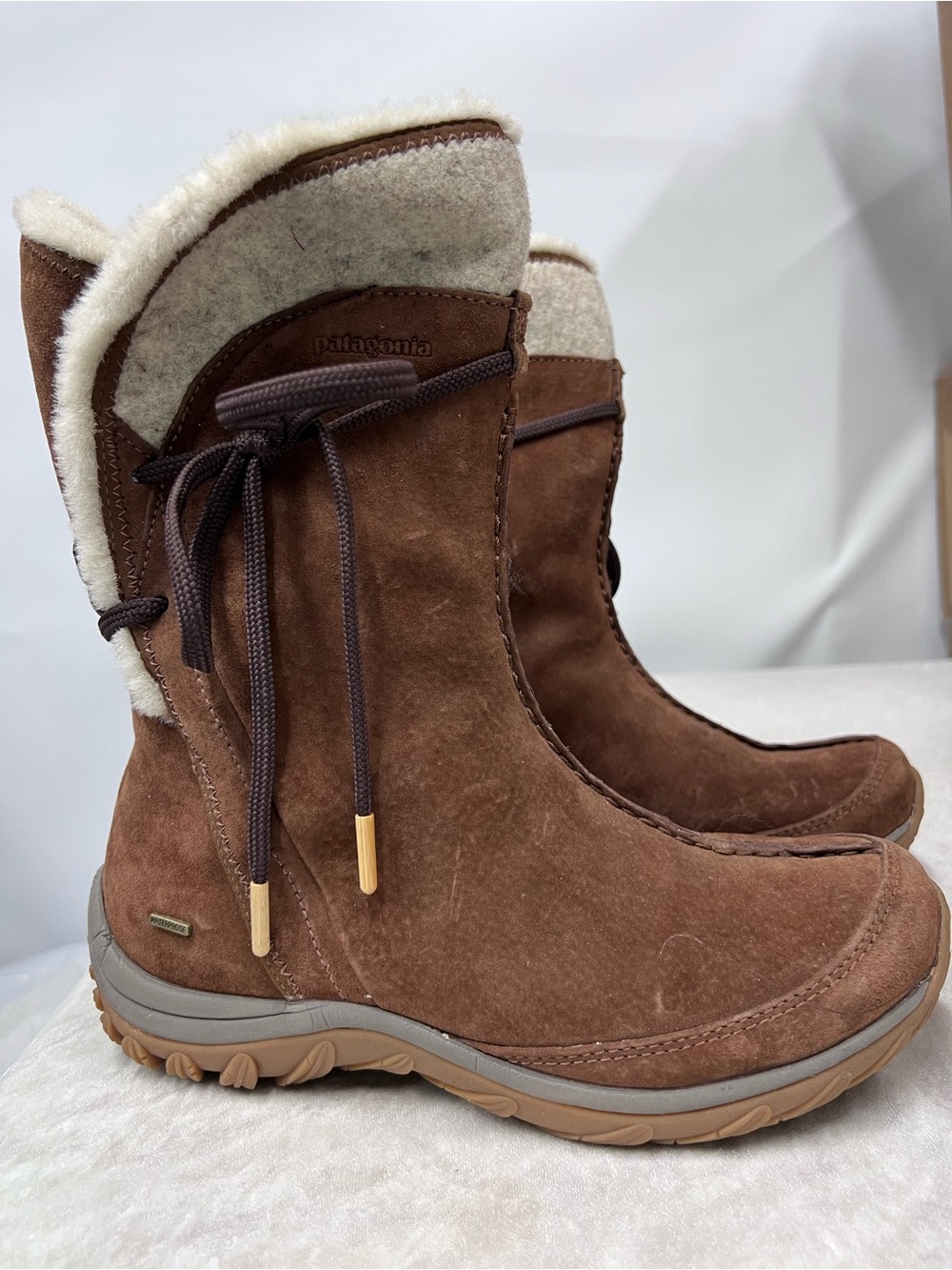 Patagonia Winter Boots Brown Suede 7.5 Primaloft Polartec